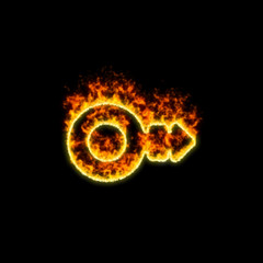Fototapeta premium The symbol mars stroke h burns in red fire