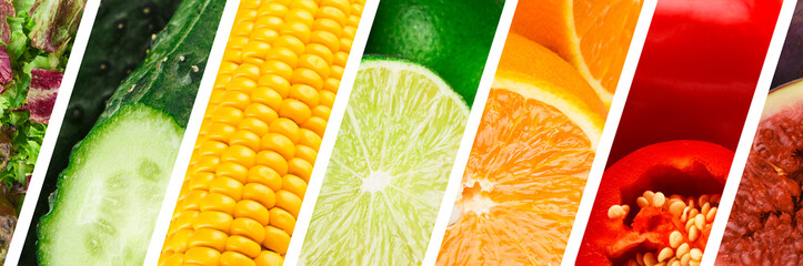 Fresh fruit and vegetable collage, healthy food