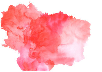 red watercolor gradient isolated background.Watercolor on wet paper