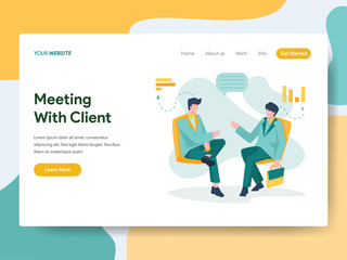 Obraz na płótnie Canvas Landing page template of Business Meeting with Client Illustration Concept. Modern Flat design concept of web page design for website and mobile website.Vector illustration