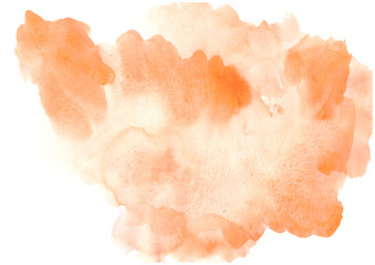 orange watercolor strokes on paper.Design the sample for the texts of postcards