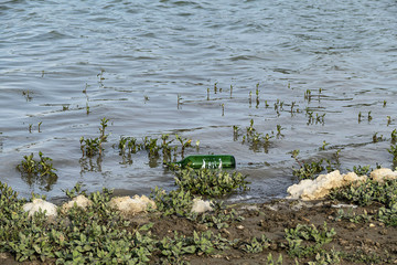  It stands a glass bottle in the water without sinking,