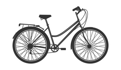 Fototapeta na wymiar Bicycle for women, urban - black on white background - flat style - vector