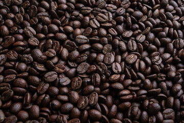 Coffee beans on black background