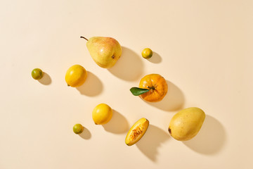 Healthy food in heart and cholesterol diet concept on pastel background