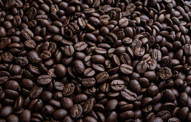 Coffee beans on black background