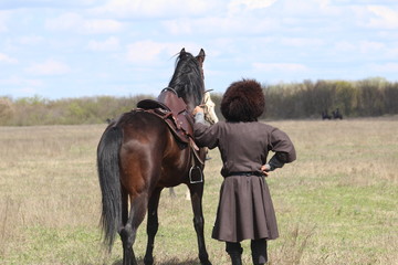 Race horses and riders on them.