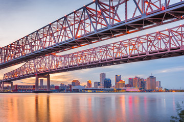 Fototapeta na wymiar New Orleans, Louisiana, USA at Crescent City Connection Bridge over the Mississippi River.