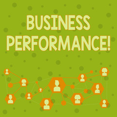 Word writing text Business Perforanalysisce. Business photo showcasing determining how the business can reach better its goals Online Chat Head Icons with Avatar and Connecting Lines for Networking