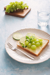 Healthy food for diet as bread fruit and vegetables