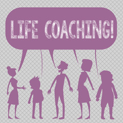 Conceptual hand writing showing Life Coaching. Concept meaning demonstrating employed to help showing attain their goals in career Figure of People Talking and Sharing Colorful Speech Bubble