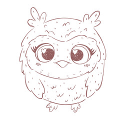 Cute cartoon owl sketch
