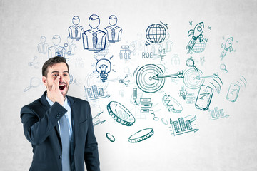 Businessman teaching about business