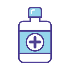 Blue bottle with pills   icon vector illustration  isolated on white background. Medical icon