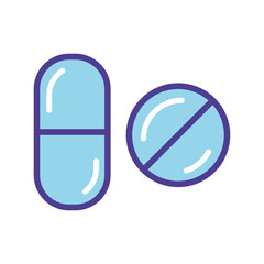 Blue pills  icon vector illustration  isolated on white