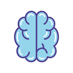 Blue brain icon vector illustration  isolated on white