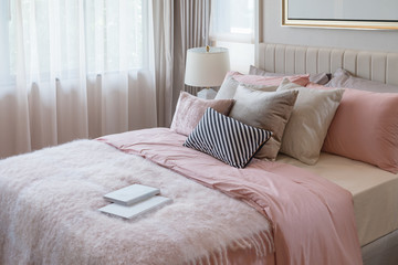 pink color tone beatiful bedroom