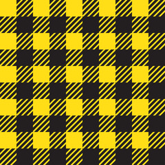 Vector seamless texture with vichy cage ornament. Yellow and black cages