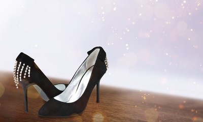 Black high heel women shoes isolated on white