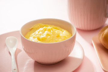 Homemade vegetable baby food. Potato puree for baby