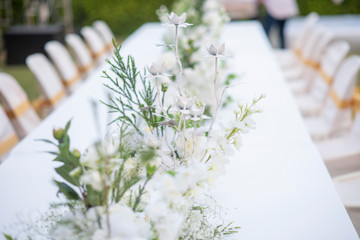 White wedding flower background and wedding decoration