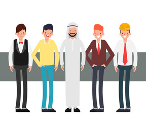 International business people teamwork group. Character people to animation. Job routine employee. Labor day.