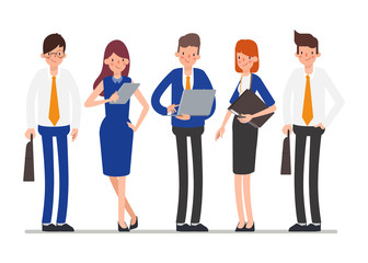 Fototapeta premium Business people bank office teamwork character. Animation scene people community.