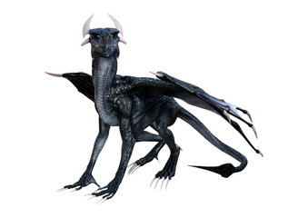 3D Rendering Fairy Tale Dragon on White