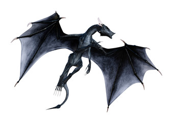 3D Rendering Fairy Tale Dragon on White