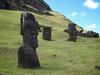 Moai, Stone Head Sculpture in Rapa Nui, Easter Island, Chile.