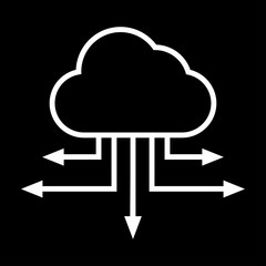 Cloud with arrows sign. Black background