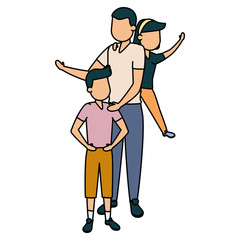 father with son and daughter