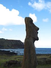 Moai, Stone Head Sculpture in Rapa Nui, Easter Island, Chile.