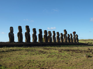 Moai, Stone Head Sculpture in Rapa Nui, Easter Island, Chile.