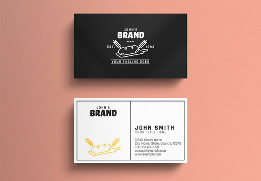 Bakery Business Card Layout with Illustrative Graphic