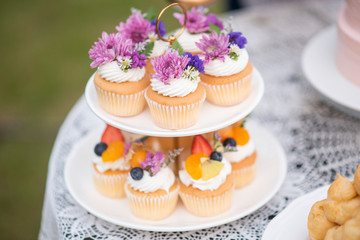 Beautiful cup cake in wedding party