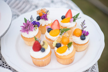 Beautiful cup cake in wedding party
