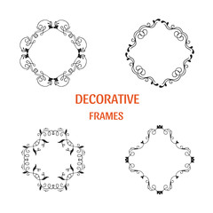 Handdrawn decorative frames isolated on white background