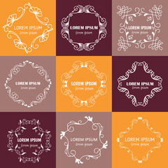 Handdrawn decorative frames isolated on colorful background