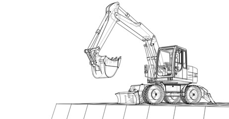 excavator 3d illustration © Svjatoslav