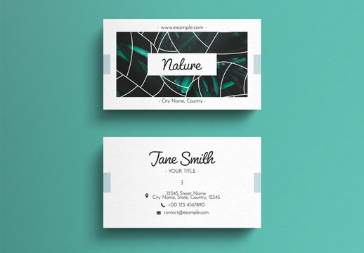 Business Card Layout with Graphic Natural Overlays