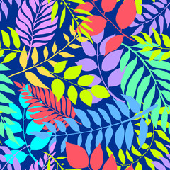 Colorful seamless leaves pattern