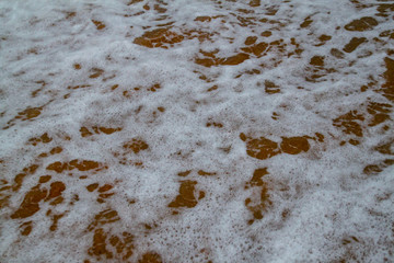 The bubble wave in sea on sand for background