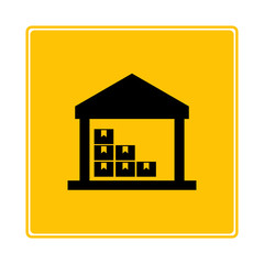 warehouse on yellow signage