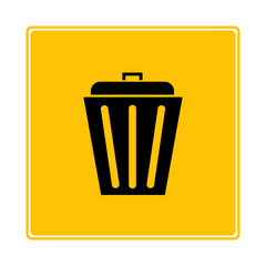 bin on yellow signage