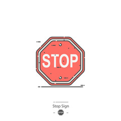 Stop sign - Line color icon