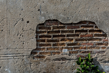 cracked concrete vintage brick wall background