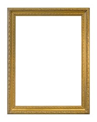 Golden frame for paintings, mirrors or photo isolated on white background