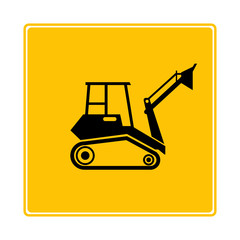 dozer, excavator icon in yellow background