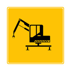 excavator icon in yellow background
